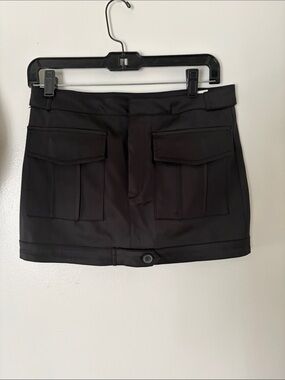 Zara Black Mini Skirt with Front Flap Pockets
